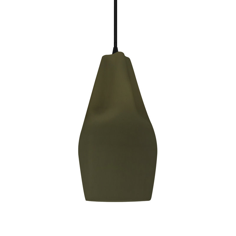 Radiance - Luminaire suspendu 1 lumière Tall Crease - Vert mat - Nickel brossé - DEL dédiée - Cordon noir, Vert mat