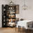 32.36" Modern Light Luxury Black Tempered Glass Wine Cabinet Display Case With Pull-Out Drawer Storage Design