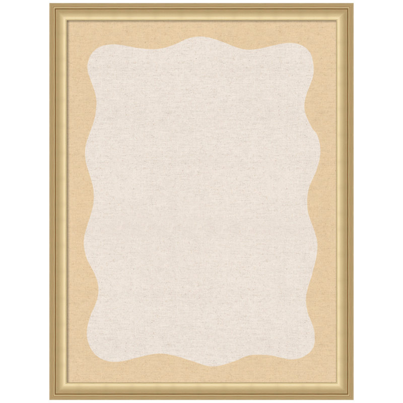 Tableau d'affichage en lin encadré en tissu, Or de Florence, Jaune/beige, H 26 po x l 20 po x P 1,25 po