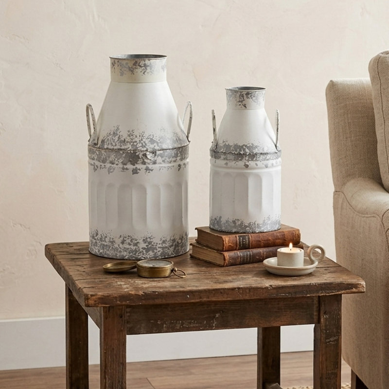 Premo Metal Decorative Bottle, White