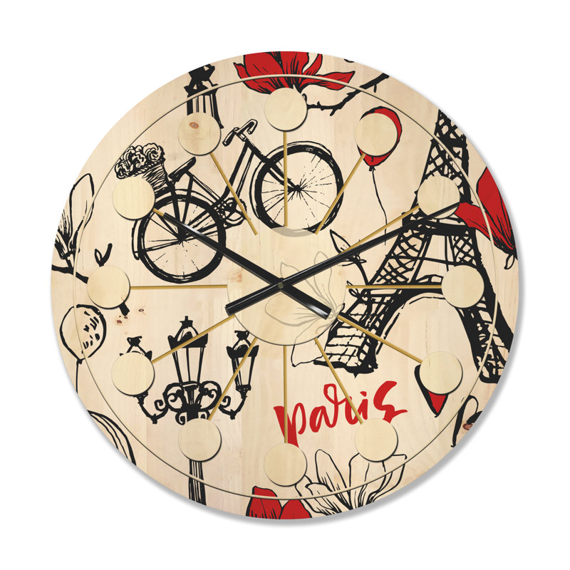 Horloge murale Paris Eiffel Hearts I, Petit