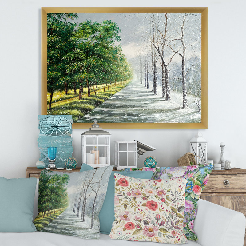 " Winter And Summer United " Painting Print, Gold Framed, 16" H x 32" W x 1" D