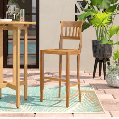 Freeport 29.5" Teak Patio Bar Stool by Bay Isle Home