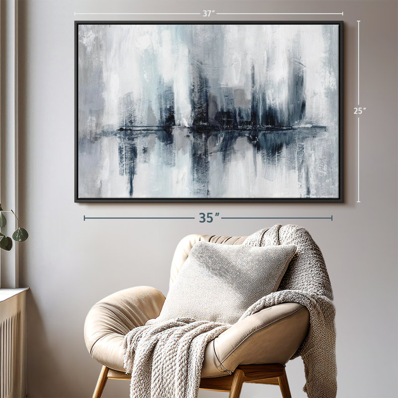 Abstract " Indigo Harbor Lights ", 25" H x 37" W