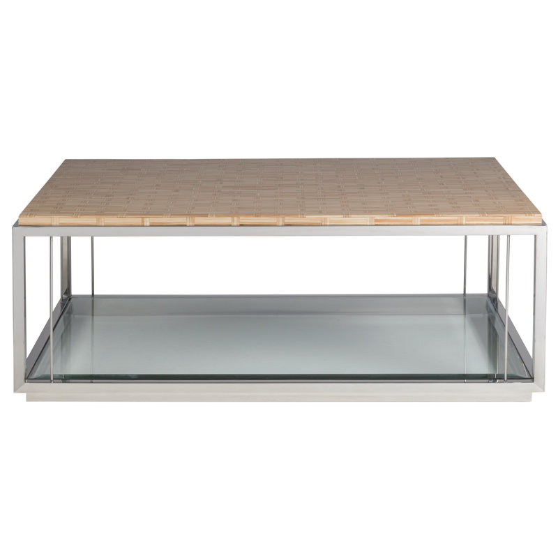 Contemporary Thatch Rectangular Cocktail Table in Gray/Brown