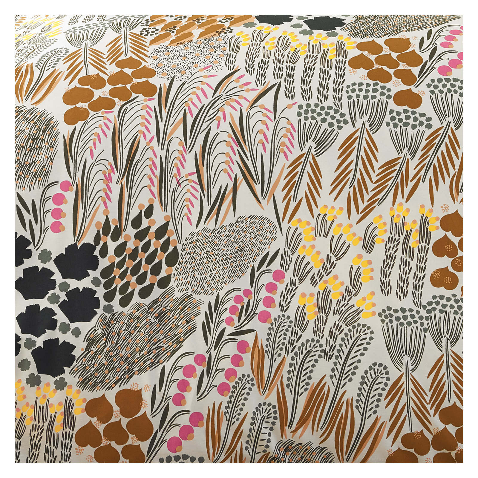 Marimekko Pieni Letto Brown Cotton Comforter Set, Full/Queen Comforter + 2 Standard Shams