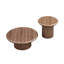 Ensemble de 2 tables basses rondes modernes gigognes, fini noyer, en MDF, pour salon.