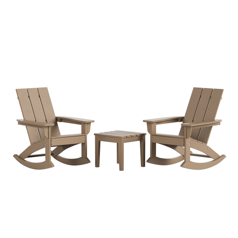 Chaise berçante d'extérieur en plastique Joubert, Bois patiné