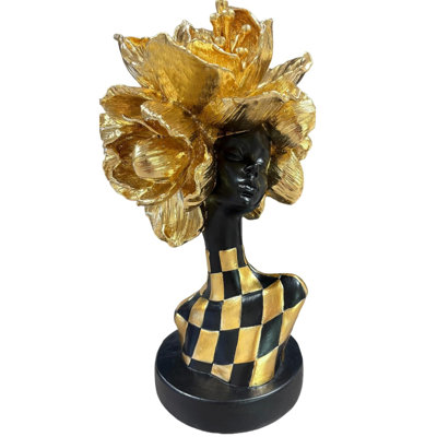 Golden African Woman Statue