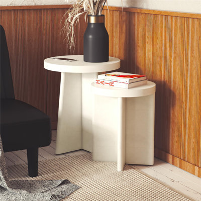 Tables de bout rondes minimalistes Plastera avec panneau de fibres à densité moyenne durable
