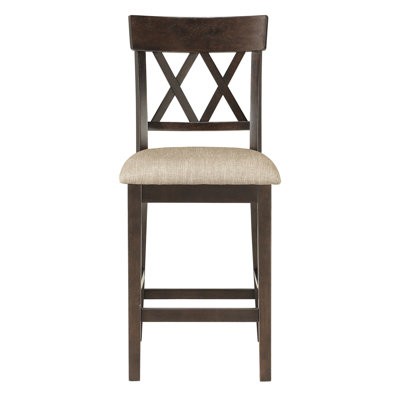 Chaises à hauteur de comptoir 2 pièces, bois brun foncé, double, siège rembourré en tissu pour les chaises de salle à manger 2 pièces, brun, avec abri