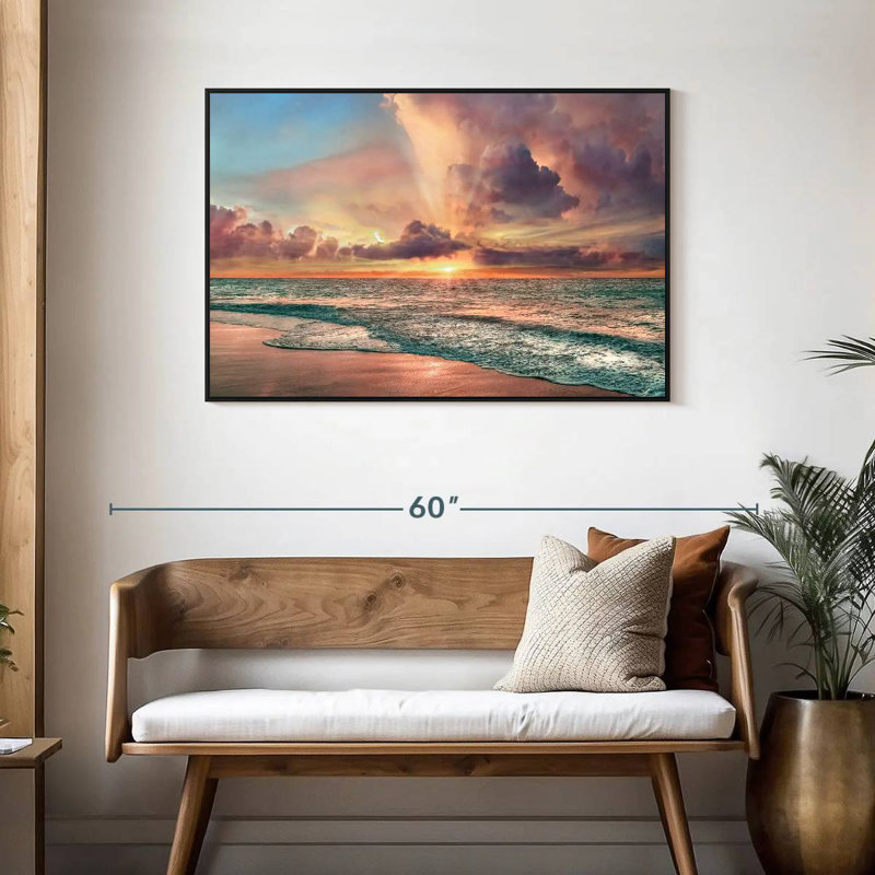 Plage de cuivre, Cadre flottant noir, 43 po x 29 po
