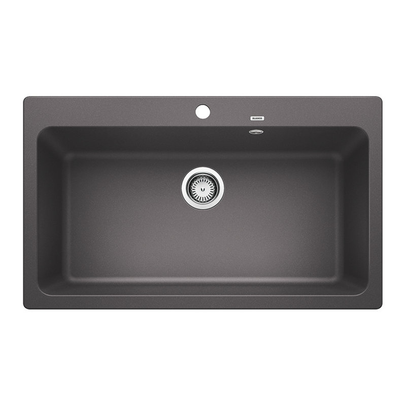 Naya Single Bowl Inset Kitchen Sink, Rock Grey