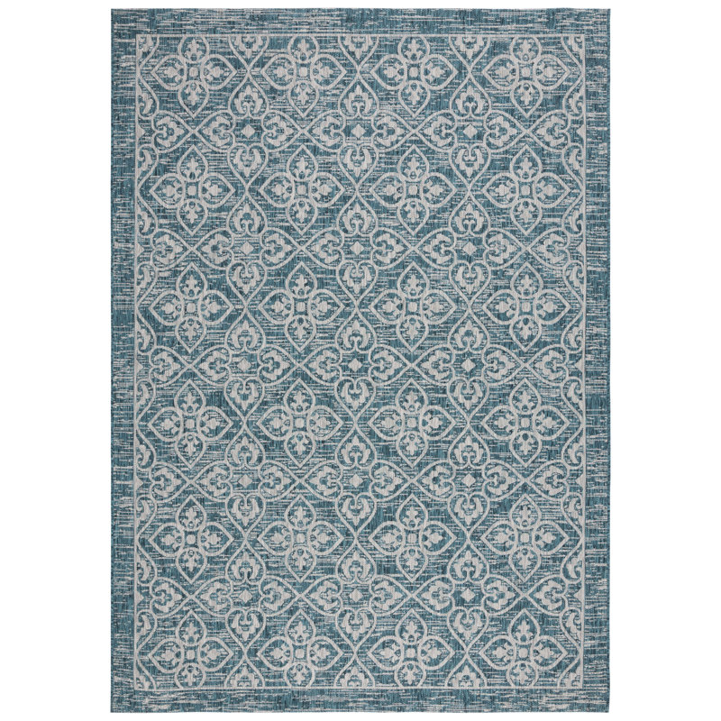 Tapis intérieur / extérieur Courtyard Performance Damask, Rectangle 6 pi 7 po x 9 pi 6 po