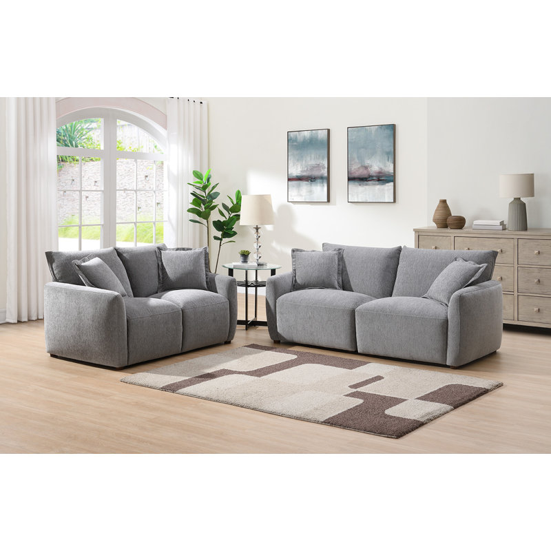 Sofia Soft Woven Fabric Sofa , Light Grey, 2
