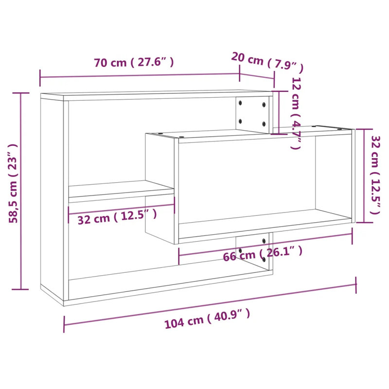 Wall Shelf 104x20x58.5 cm Engineered Wood, Grey Sonoma