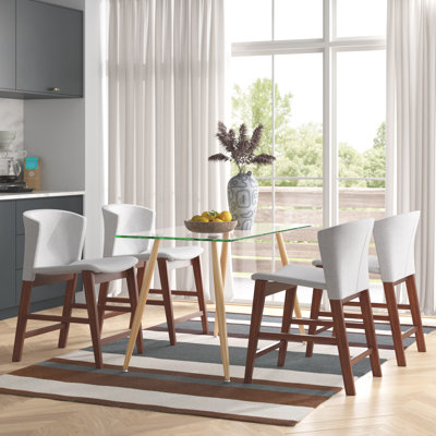 Annesley Rectangular Glass Top with Steel Base Dining Table