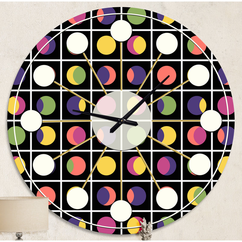Retro Circular Moons - Mid-Century Modern wall clock, Medium