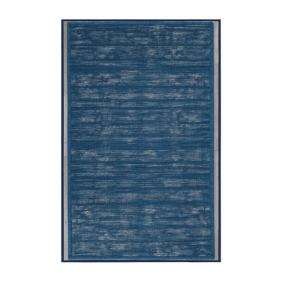 Machine Washable Solid Blue Area Rug