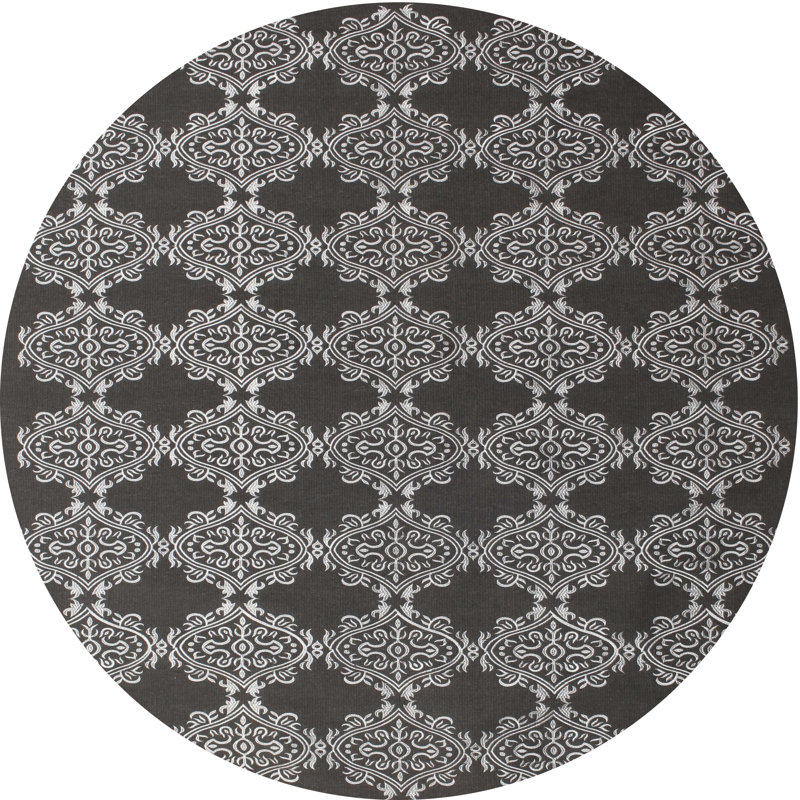 Tapis de zone noire contemporaine, Rond 5 pi