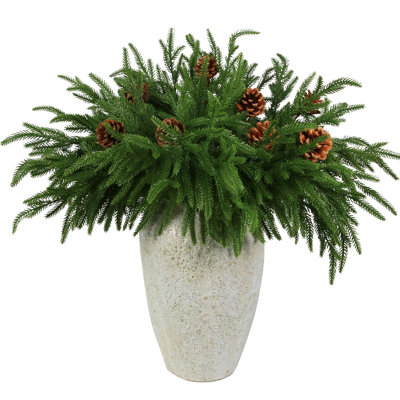 12 Pcs Artificial Norfolk Pine Branches for Christmas Tabletop Decor