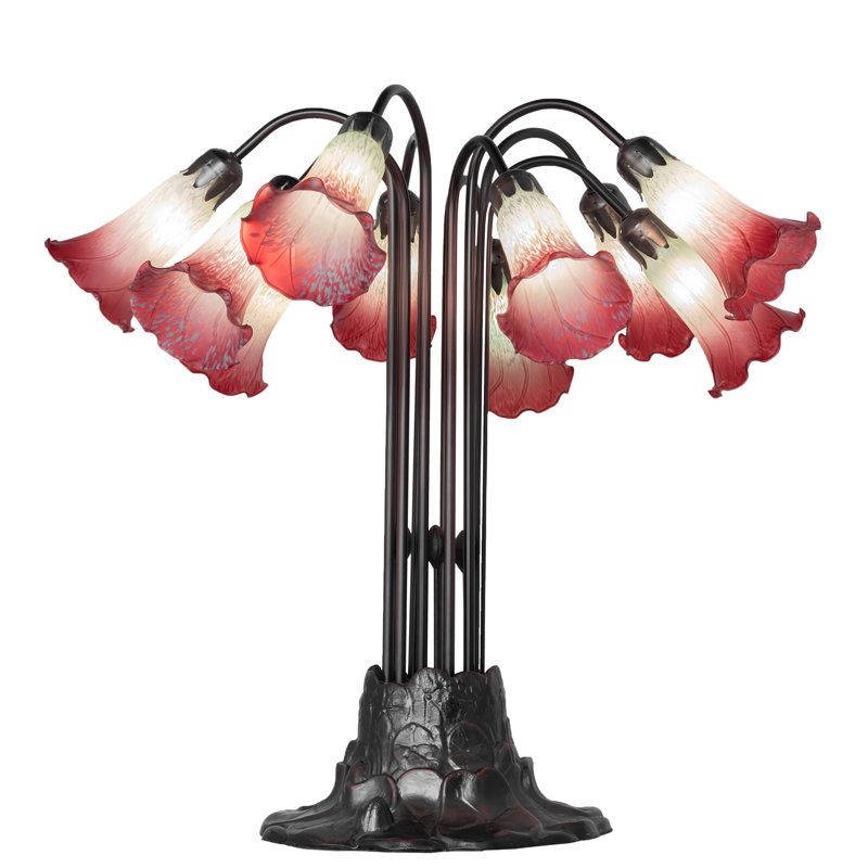 Lampe de table 24 L 10 po écume de mer / canneberge Tiffany Pond, Écume de mer / canneberge