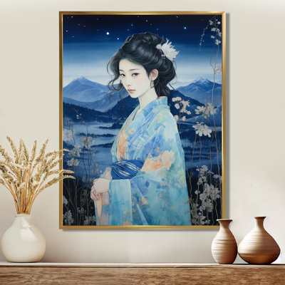 Kimono japonais japonais, beauté nocturne - décoration murale asiatique