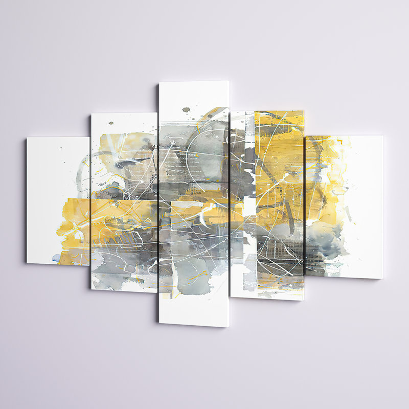 Styron Moving in and Out of Traffic II Yellow Grey' Print Multi-Piece Image on Canvas