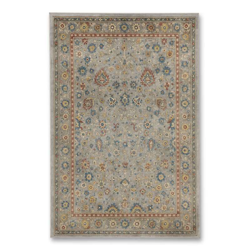 Tapis beige tissé à motif floral lavable Mosso, 2 pi 4 po x 3 pi 11 po