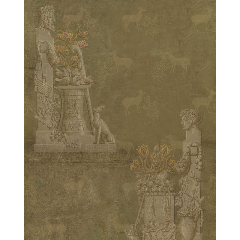 Le Manoir Toile Wallpaper Roll, Taupe