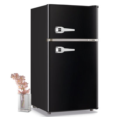 3.5 Cu.ft Mini Fridge 2 Door Compact Refrigerator With Freezer, Small Retro Refrigerator With 7 Adjustable Temperature Control, 2 Removable Glass Shelves And 1 Crisper Drawer