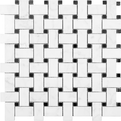 Bianco Carrara 1" x 2" Marble Basketweave Mosaic Wall & Floor Tile