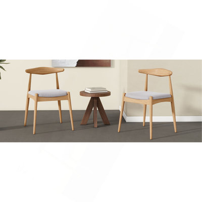 Stylish Wooden Chair Set With Upholstered Seats And Mid-Century Design,  For Any Lounge Space.