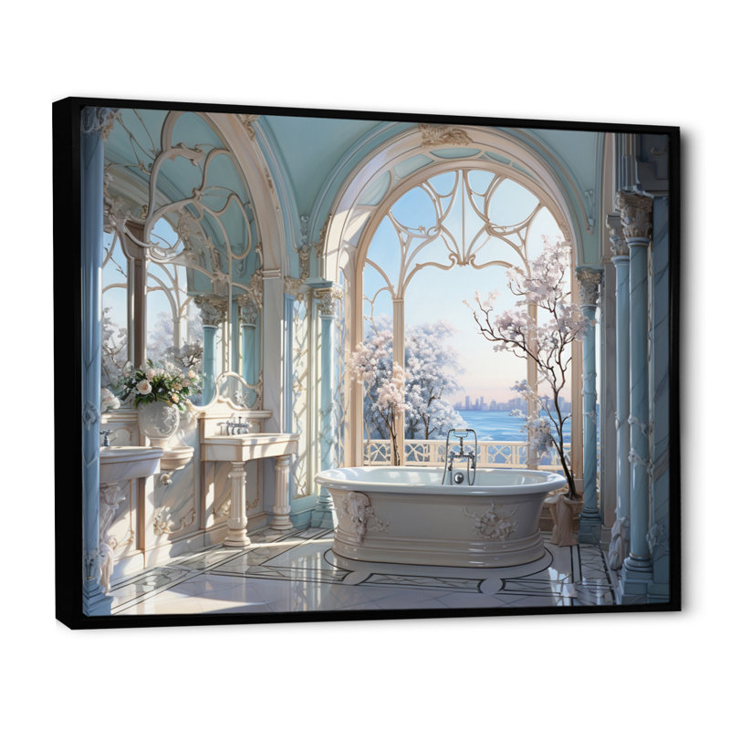 " Bathroom Toilet Ethereal Elegance ", 16" H x 32" W x 1" D, Black Floater Framed