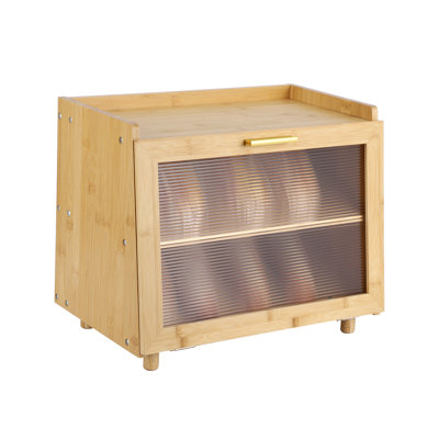 Contenant alimentaire double couche en bambou avec fenêtre - Contenant à pain de style campagnard pour comptoir de cuisine - Organisateur de grande capacité - Garde le pain frais - Support en bois hermétique