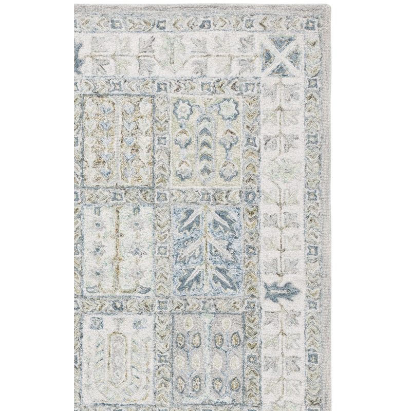 Hand-Tufted Geometric Wool Rug, Square 6'