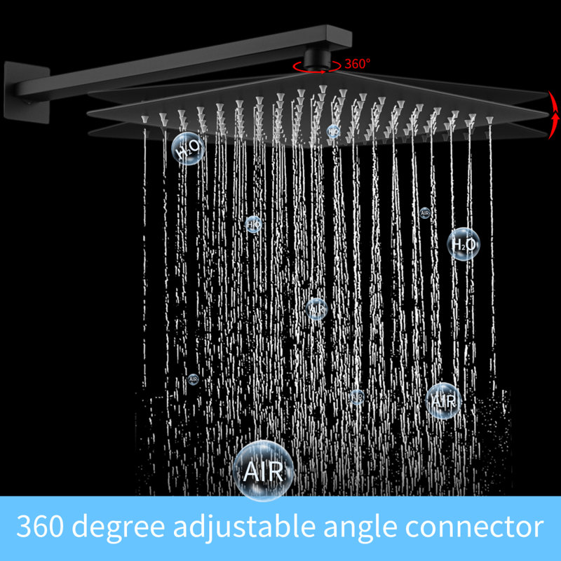 Shower System Shower Faucet Combo Set Wall Mounted With 12" Rainfall Shower Head And Handheld Shower Faucet, With Brass Valve Rough-In