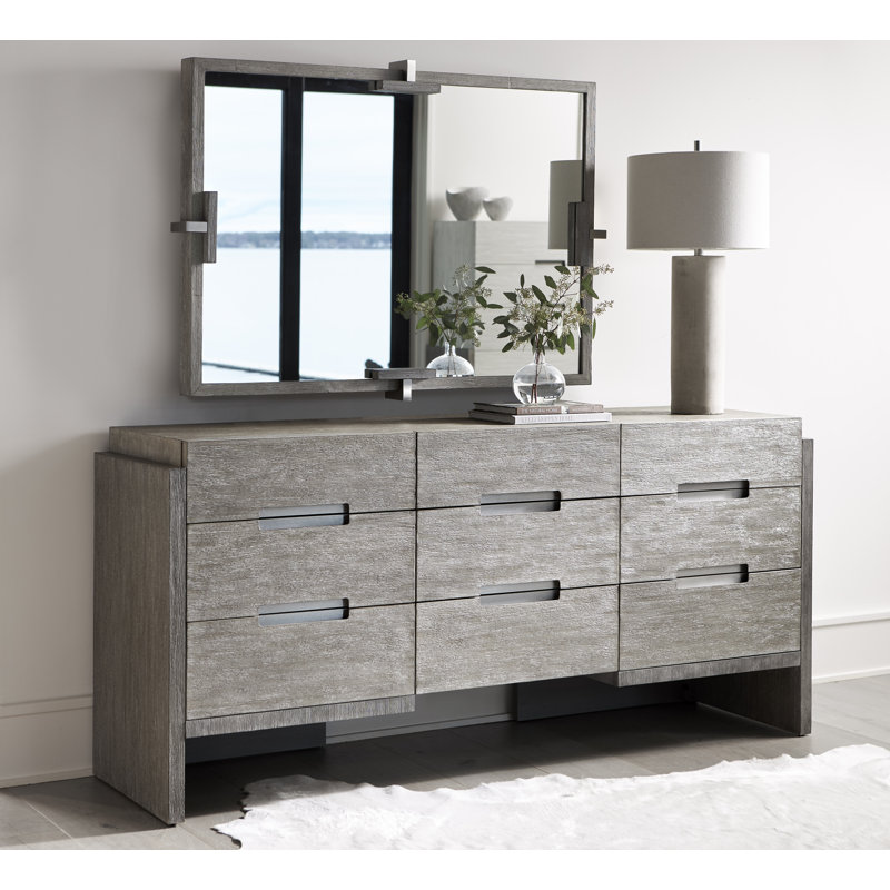 Transitional Brown Acacia 9-Drawer Soft Close Dresser