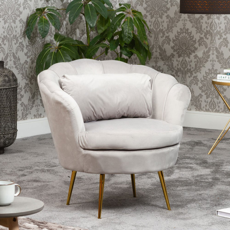 72Cm Wide Velvet Tub Chair, Silver