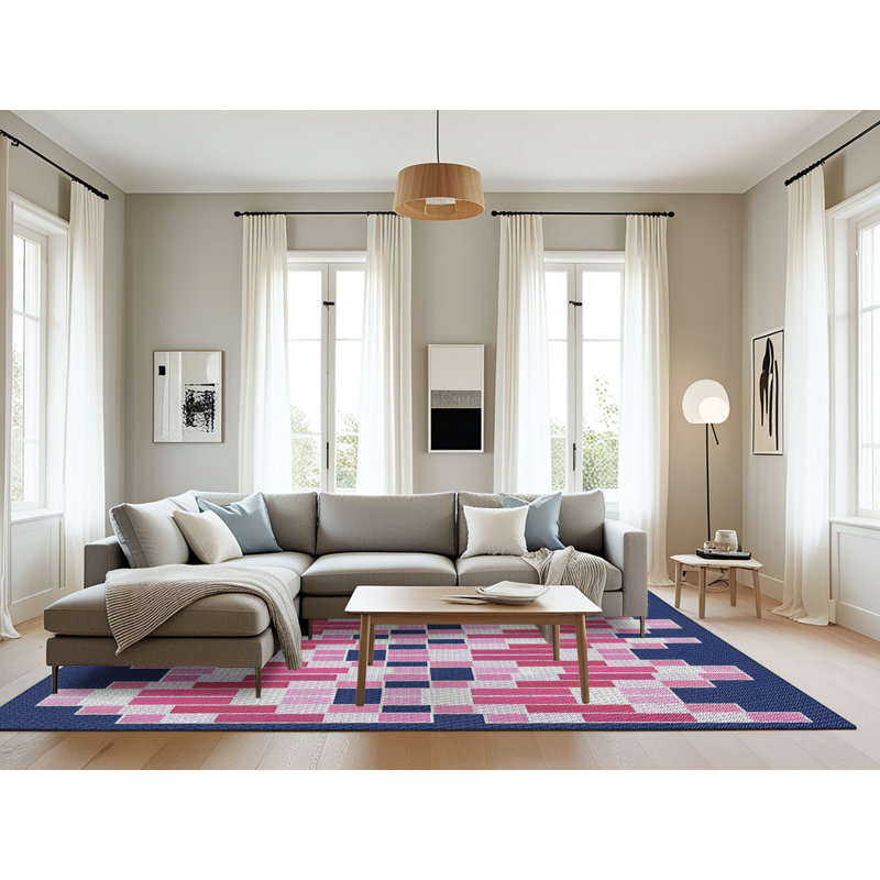 Tapis à motif géométrique violet Kian, Rectangle 8 pi x 10 pi