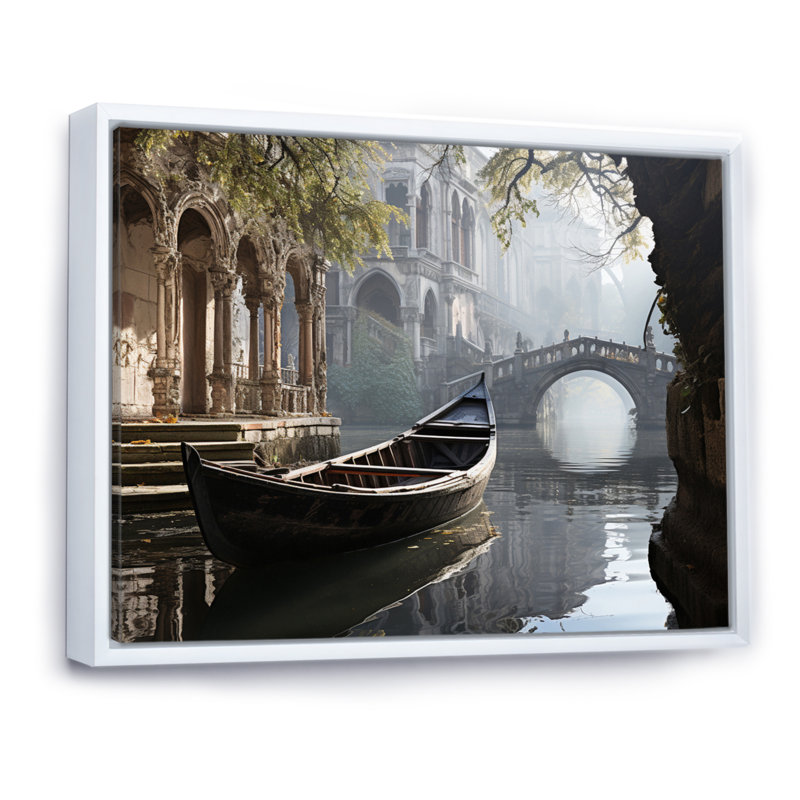 Canal Canal Mystical Graphite - imprimé, H 30 po x l 40 po, Cadre flottant blanc