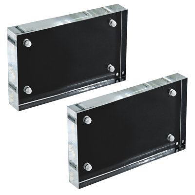 Black Acrylic Block with Metal Back Plate 4.5" X 3", 2-Pack