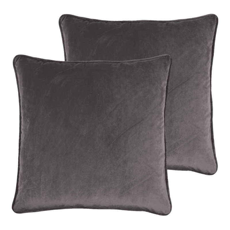 Velvet Reversible Throw Pillow, 20" x 20", Dark Gray