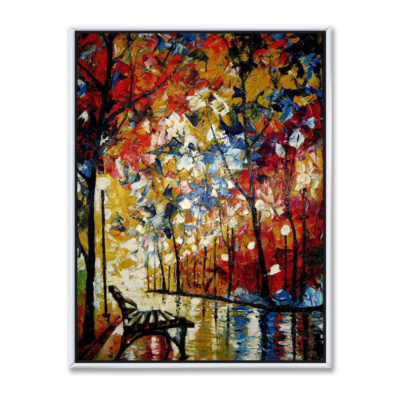 Coucher de soleil romantique à travers les arbres dans le parc III - reproduction d'art sur toile, H 46 po x l 36 po x 1,5 po