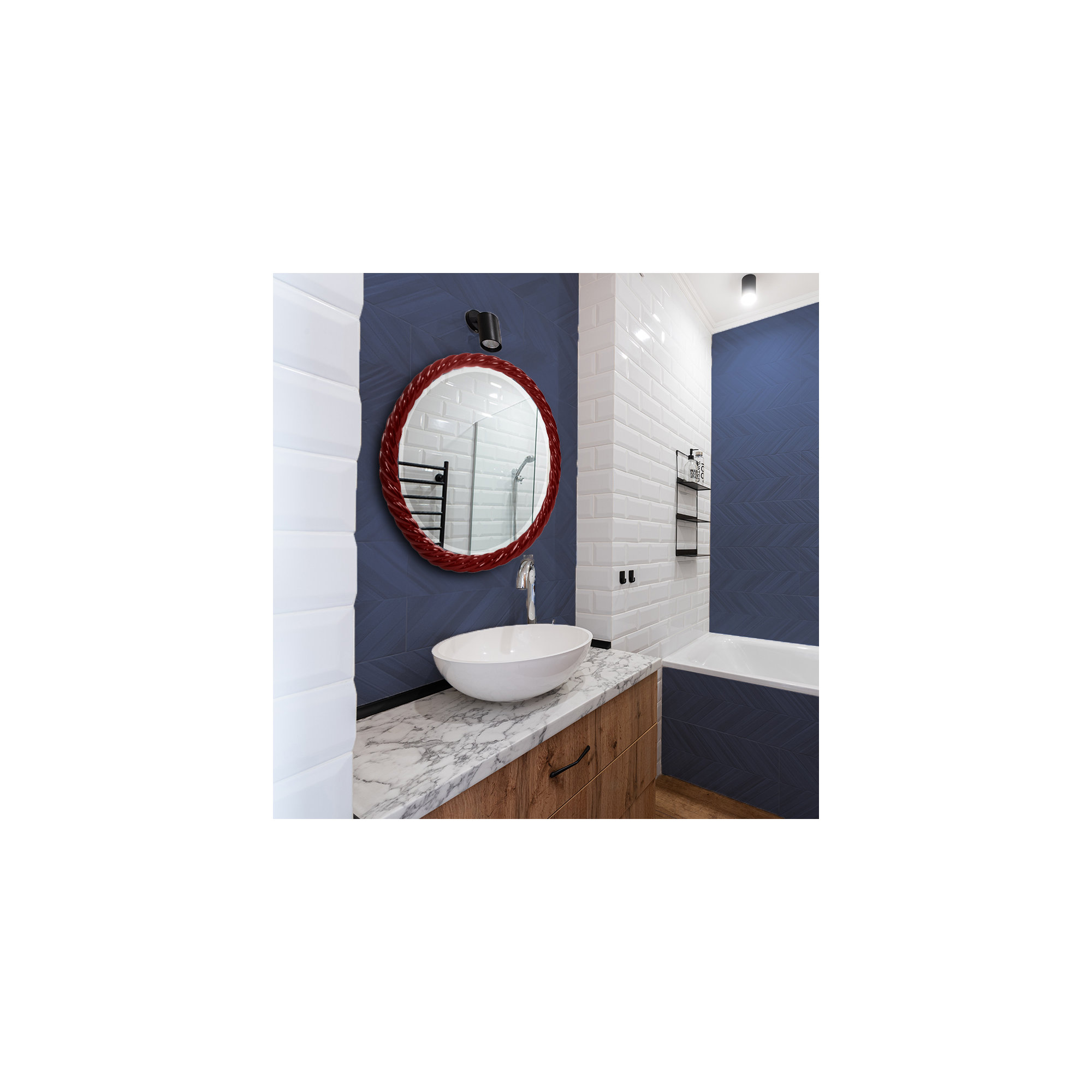 Mara Round Mirror, Burgundy