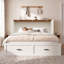 Lit escamotable Farmhouse avec station de charge, tiroir de rangement et matelas inclus - Lit mural peu encombrant pour chambre d'amis, bureau à domicile ou appartement-129228470-129019814