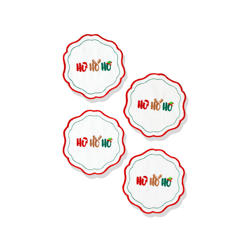 Ensemble de 4 serviettes de table brodées Holiday Cheer
