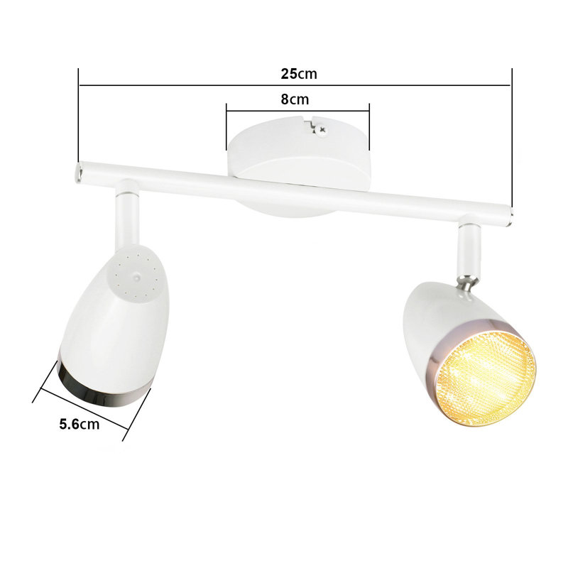 LED ceiling spotlight 2 flame modern 4W warm white 3000K, White