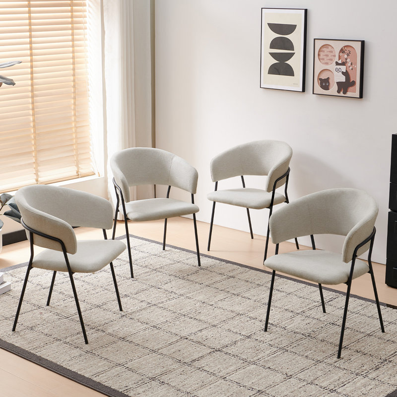 Andrya Chunky Weave Fabric Upholstered Armchair, Beige