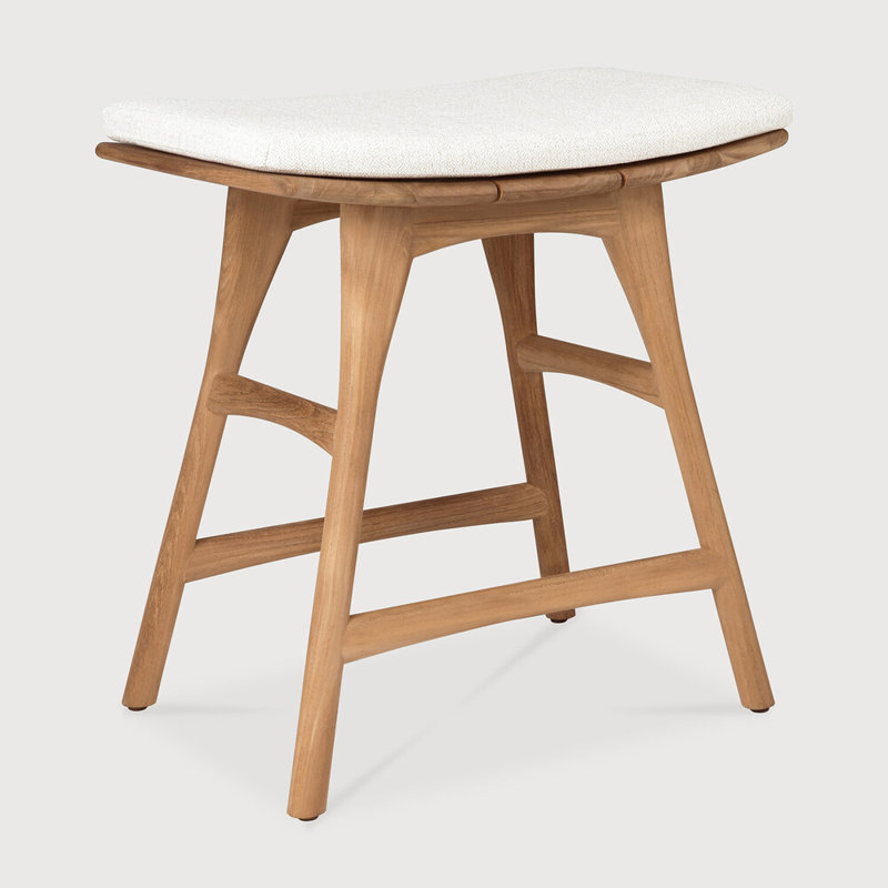 Osso Outdoor Teak Bar Stool, Off White